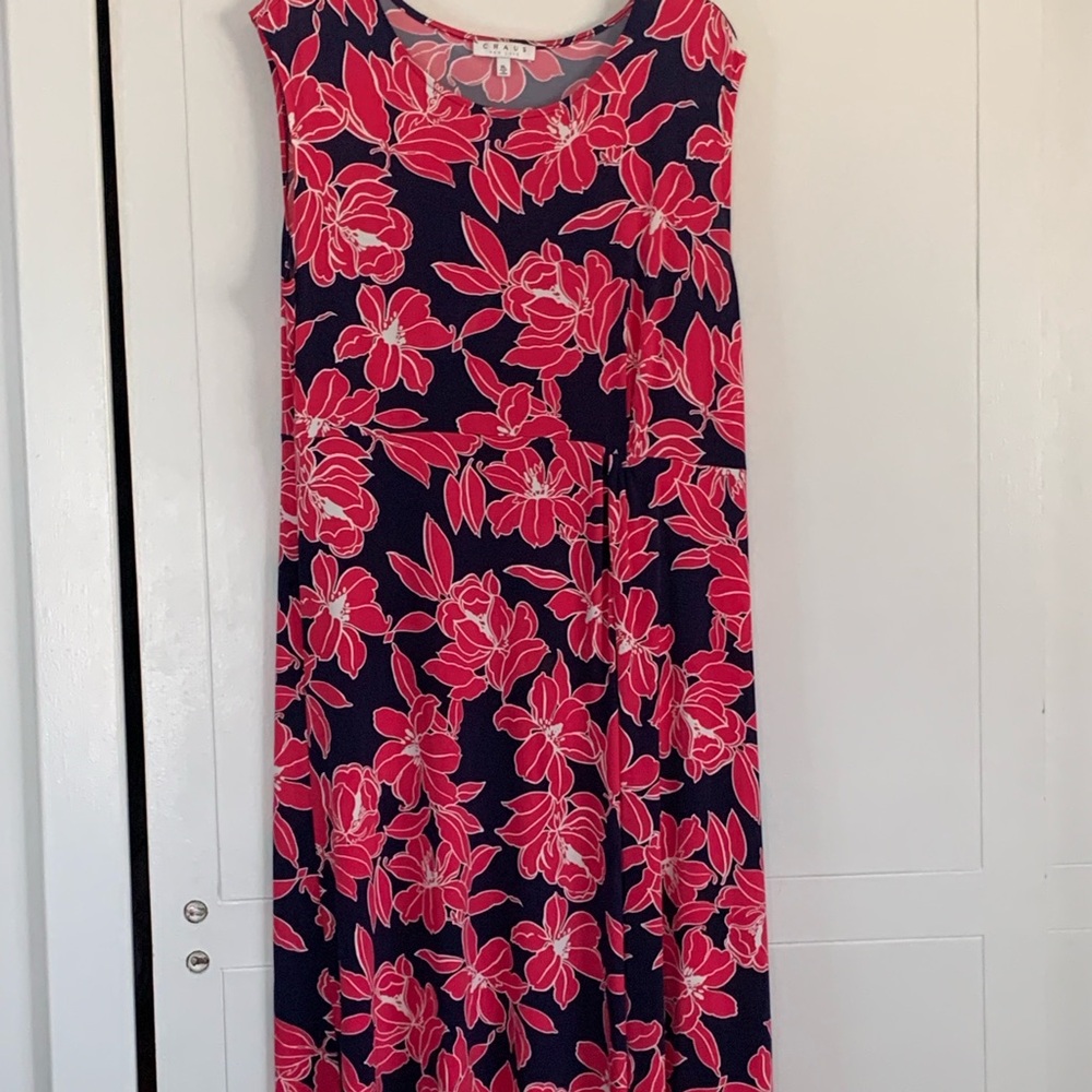 Chaus Navy and Pink Floral Maxi Dress